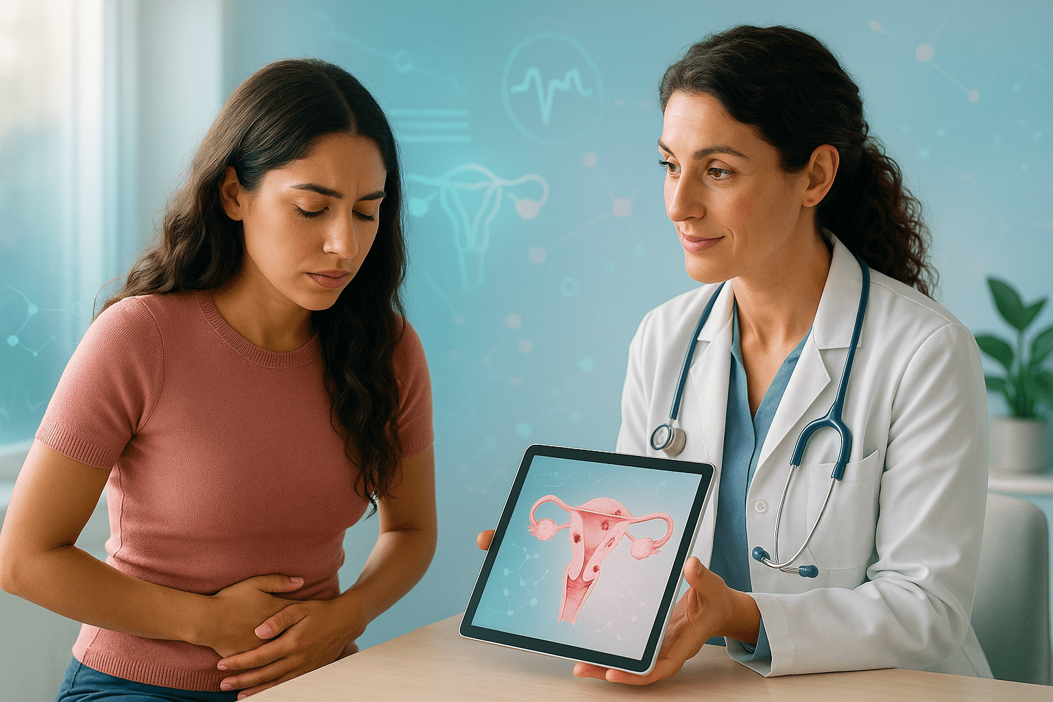 Rappresentazione grafica dell'endometriosi e anatomia pelvica femminile