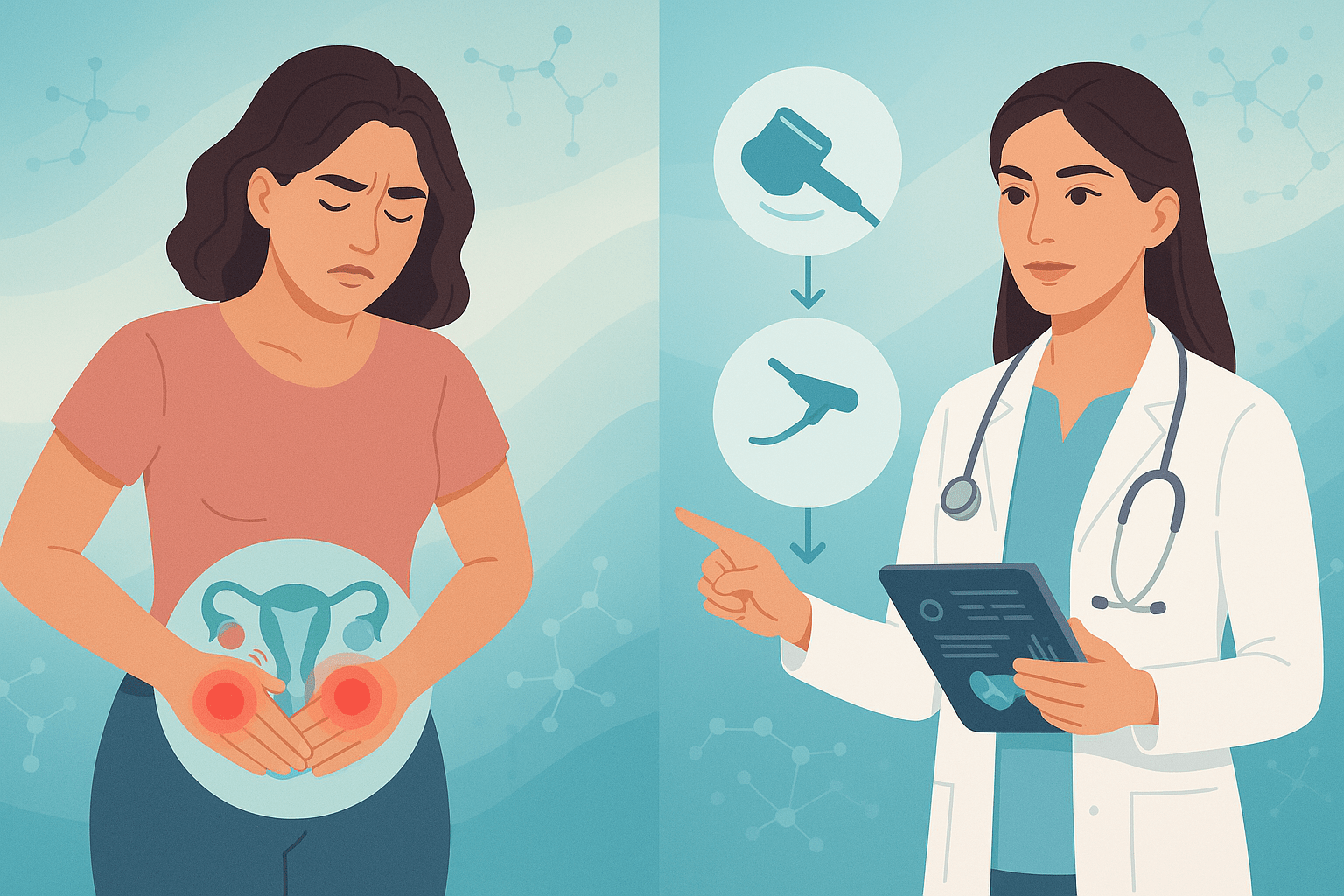 Rappresentazione dell'endometriosi e i suoi sintomi