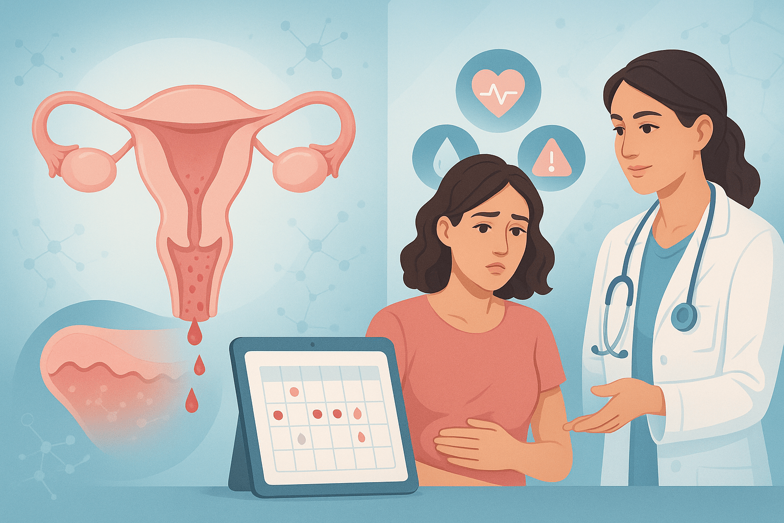 Frammenti di tessuto endometriale visibili nelle mestruazioni