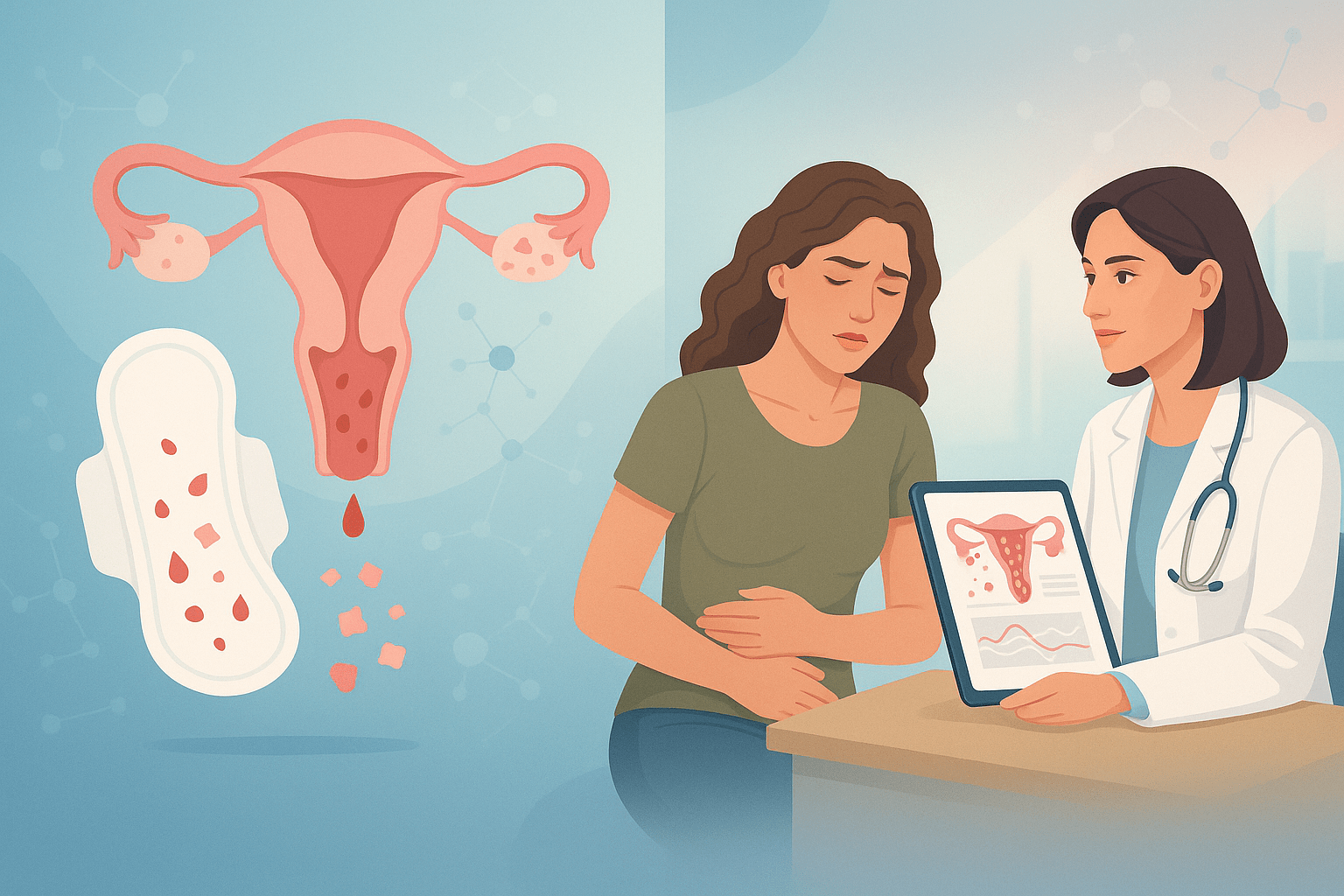 Frammenti di tessuto endometriale durante il ciclo mestruale