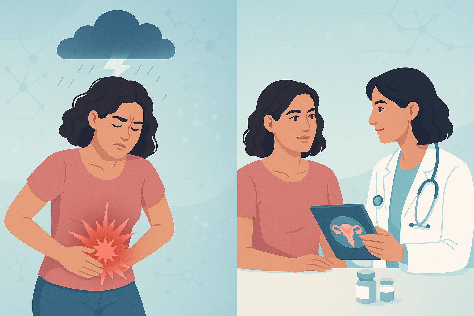 Donne con dolori mestruali intensi cercando sollievo