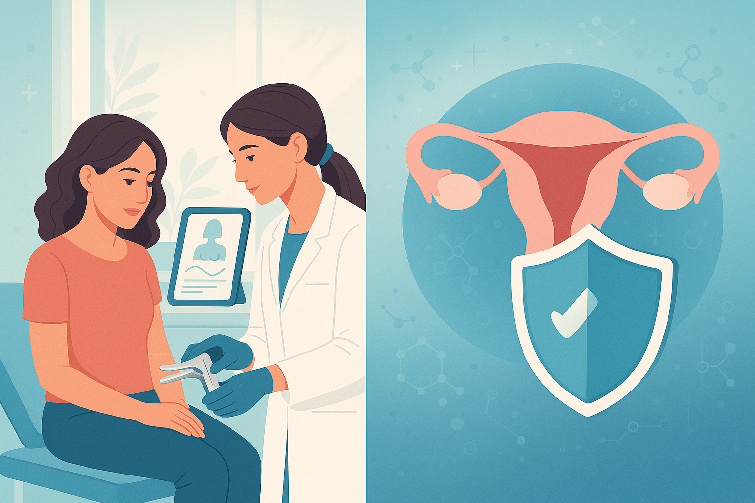 Donna durante un Pap Test ginecologico per prevenzione cancro cervicale