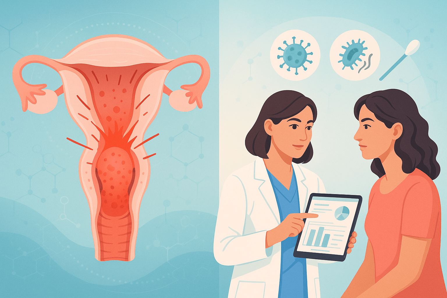 Raffigurazione grafica illustrativa della flogosi cervicale evidenziata nel Pap test