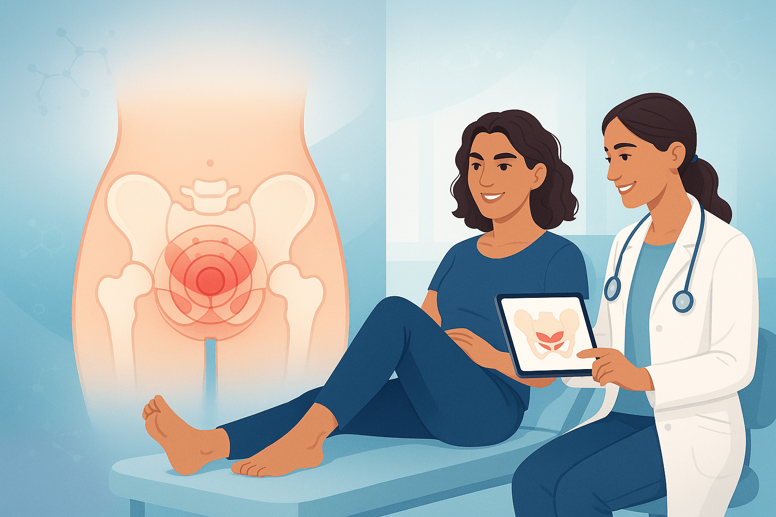 Illustrazione sul benessere pelvico femminile