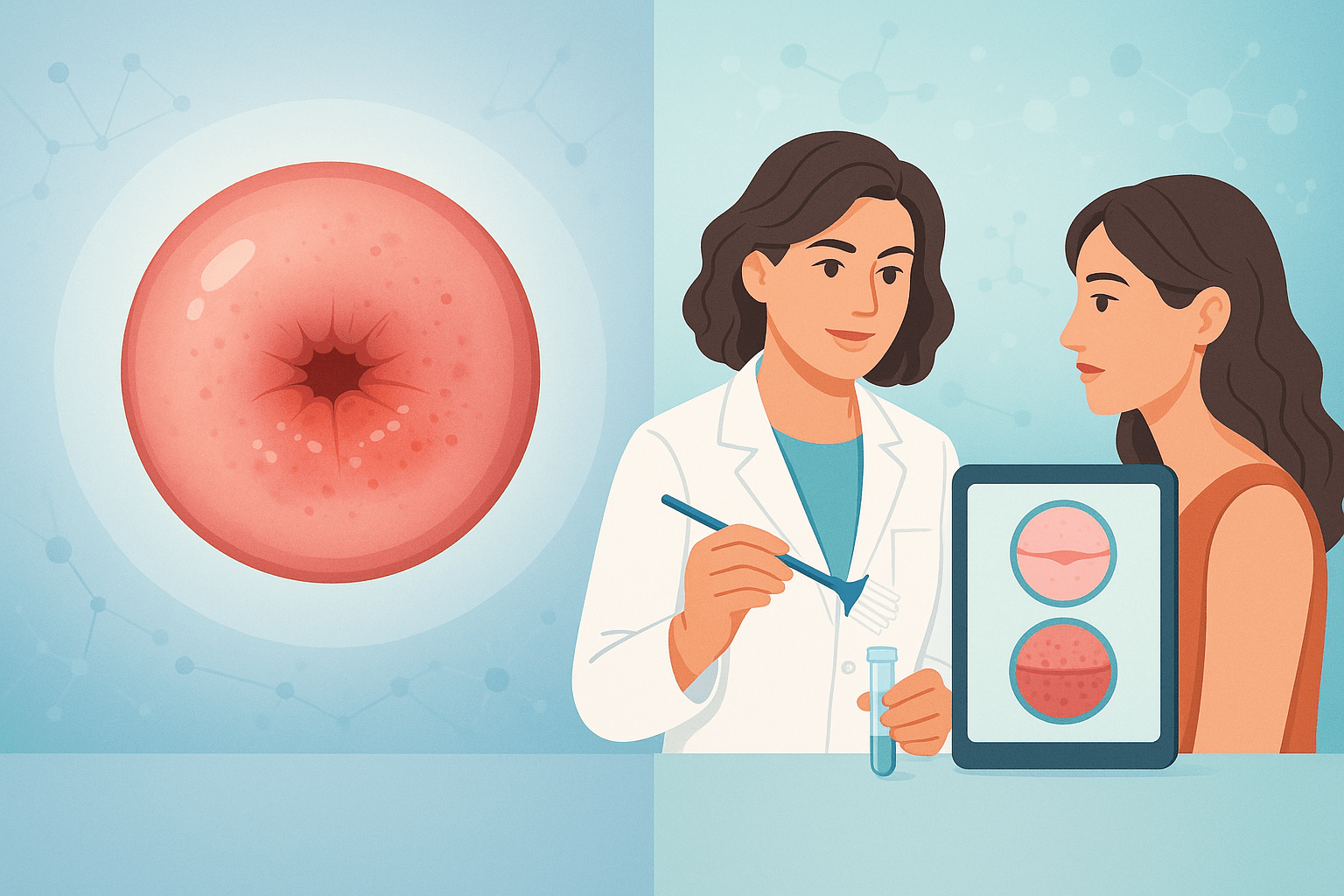 Illustrazione medica correlata alla flogosi nel Pap test