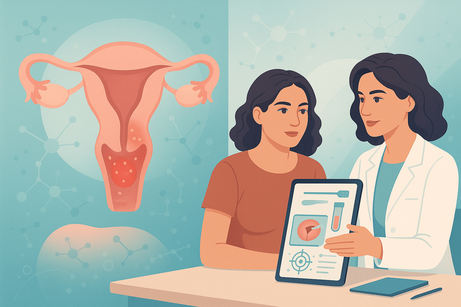 Immagine esplicativa relativa alla flogosi nel Pap Test che mostra la cervice uterina