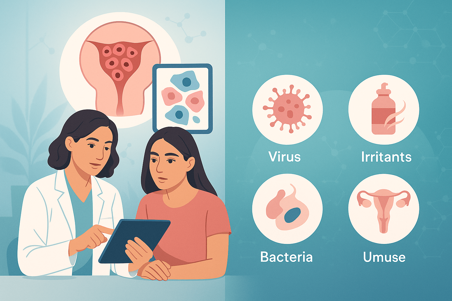 Immagine rappresentativa della flogosi cervicale evidenziata in un Pap test