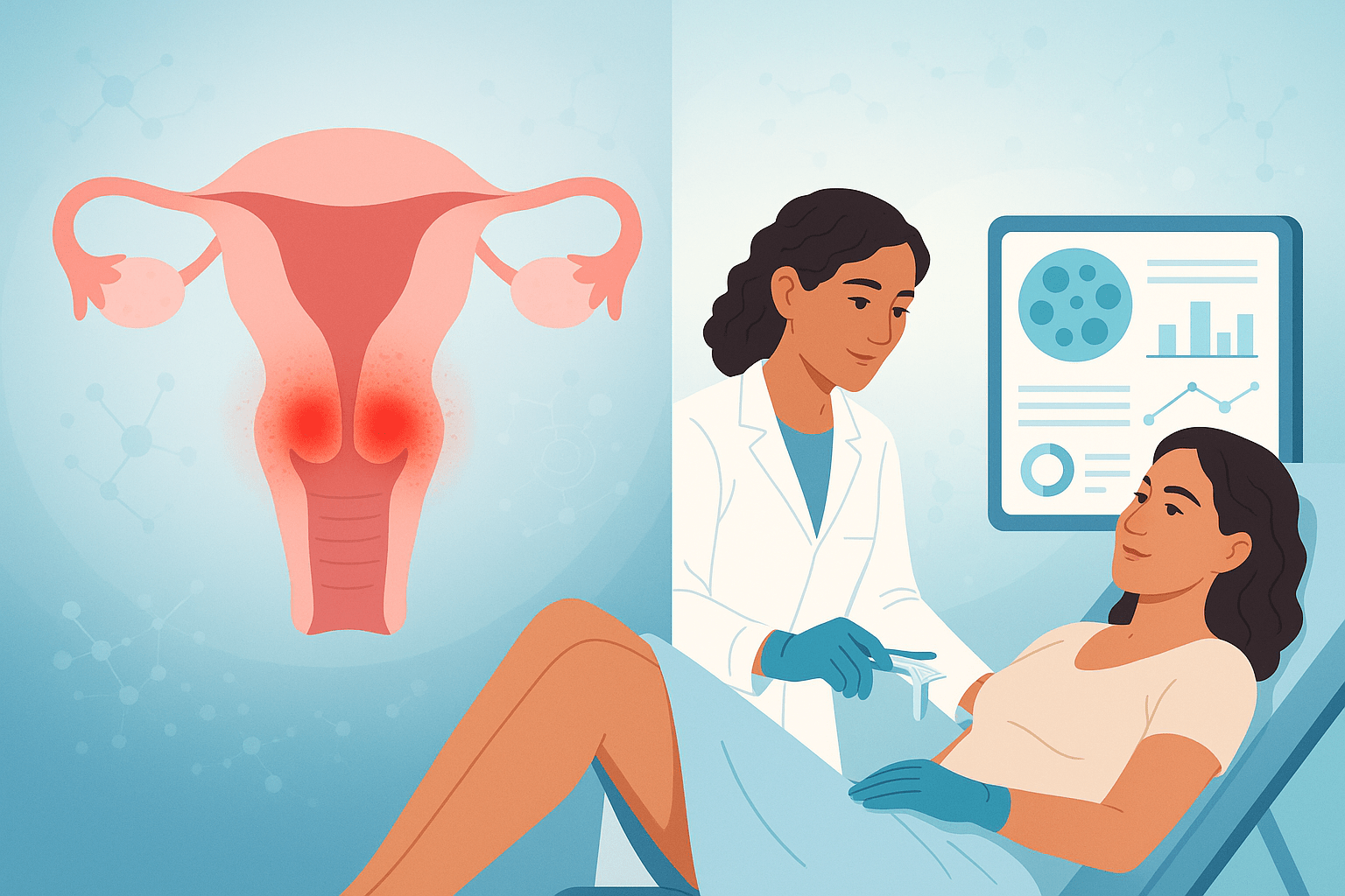 Immagine illustrativa di flogosi cervicale con Pap test